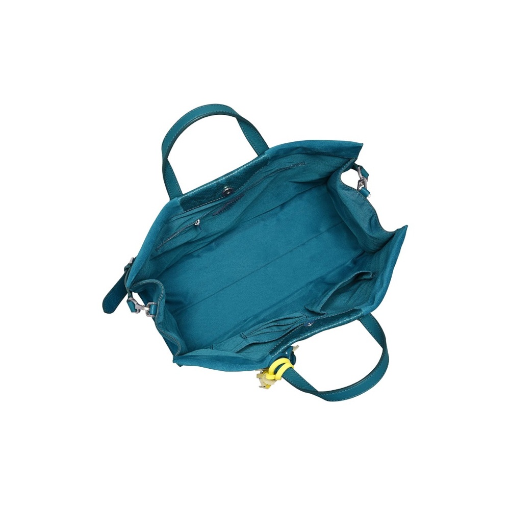 FOSSIL CARMEN LEATHER SHOPPER TOTE - LAGOON (NEW) - Picture 4 of 6